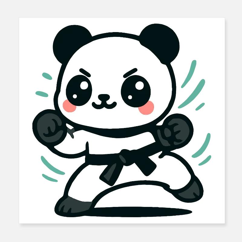 Conception d’arts martiaux Panda mignon Poster 20 x 20 cm