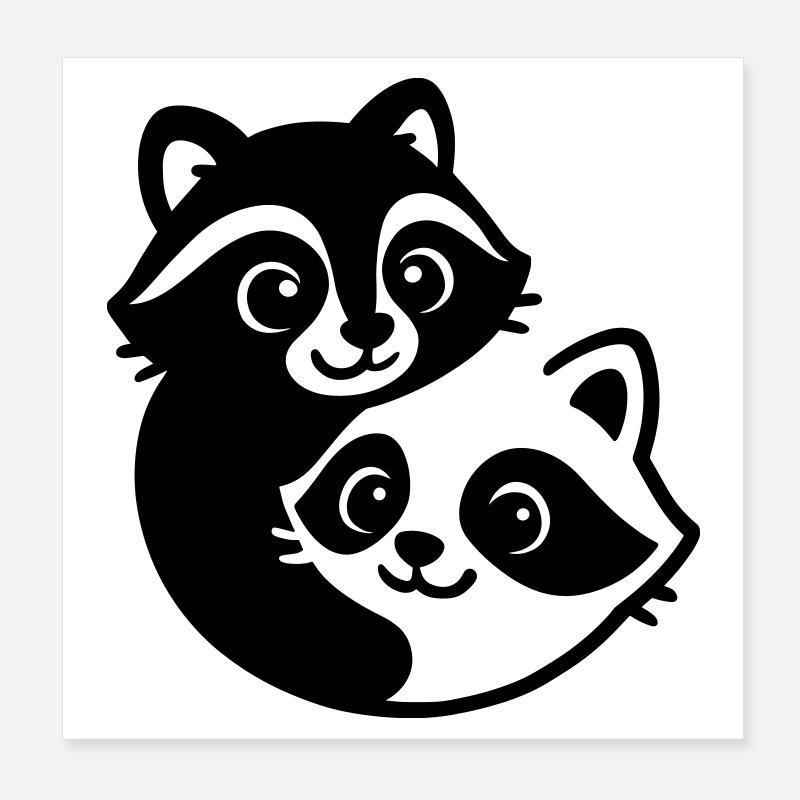 Ying Yang Badger Couple Poster 8" x 8" (20x20 cm)