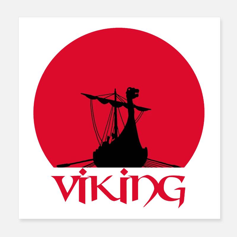 Drakkar viking Poster 20 x 20 cm