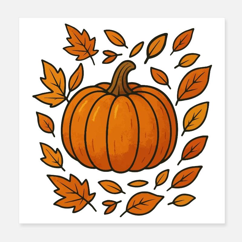 Couronne de citrouille d’automne Poster 20 x 20 cm