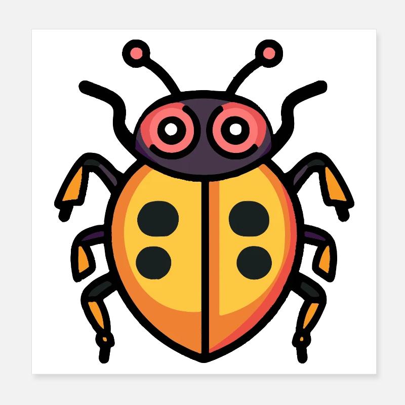 Ladybug Halloween Zombie Poster 8" x 8" (20x20 cm)