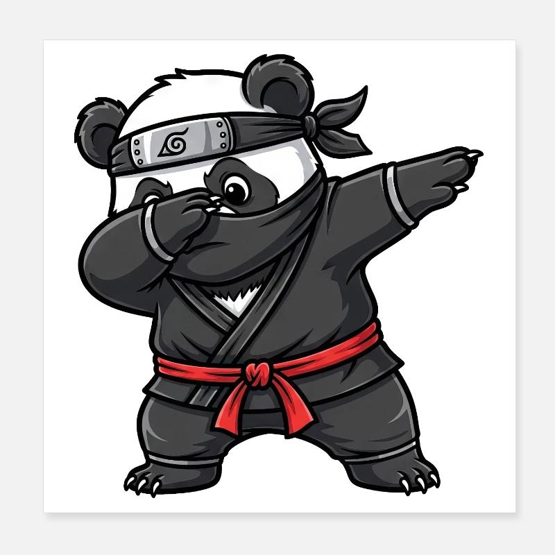 Ninja Panda Samurai Japan Tradition  Poster 20x20 cm