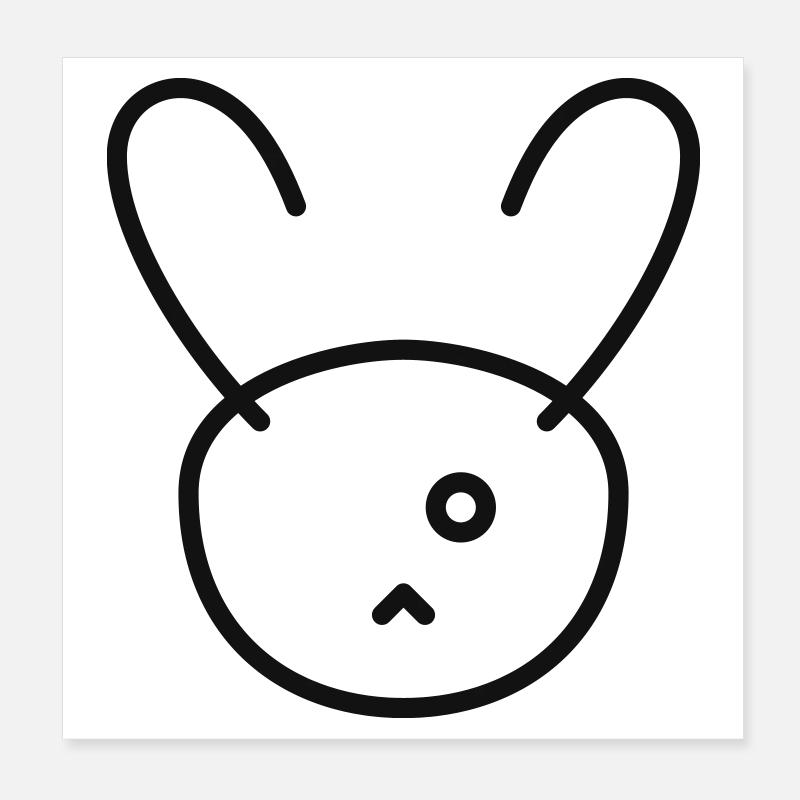 Minimal Bunny Poster 8" x 8" (20x20 cm)
