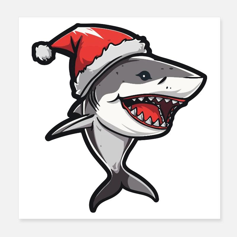 Noël requin Poster 20 x 20 cm