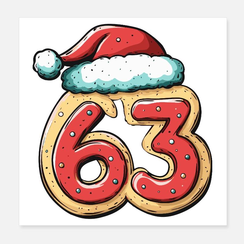 63 Numéro Biscuit Noël Poster 20 x 20 cm
