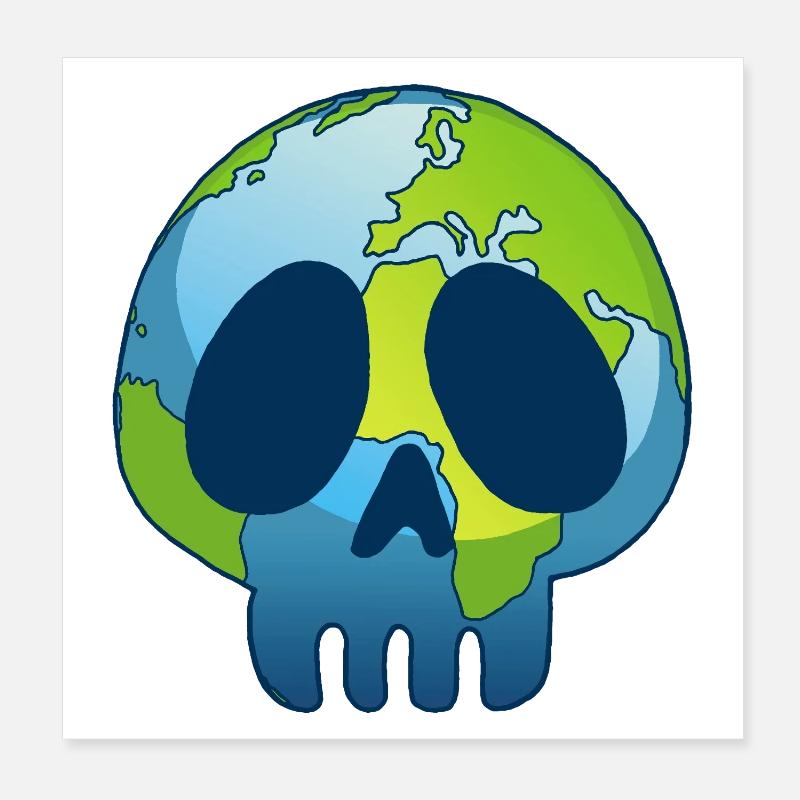 Der Schädel des Planeten Erde Poster 20x20 cm