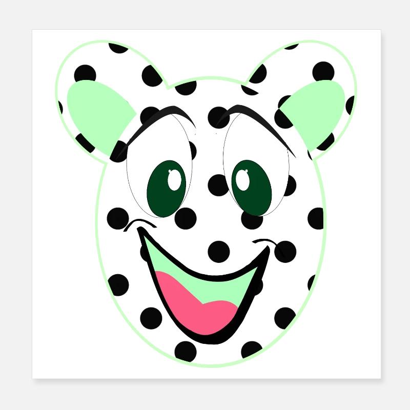 Laughing bear head with dots Poster 8" x 8" (20x20 cm)