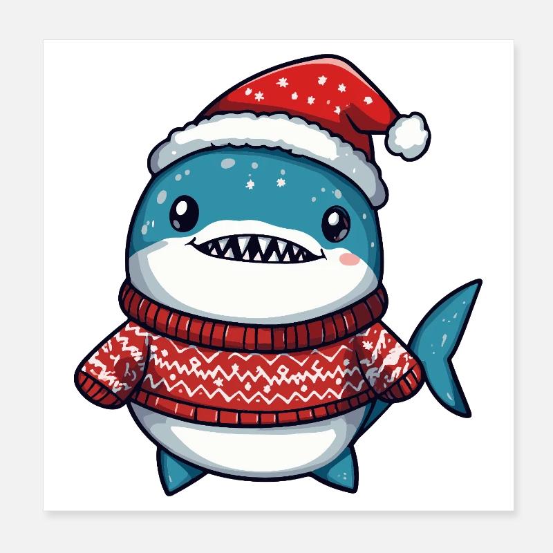 Noël de Requin Poster 20 x 20 cm
