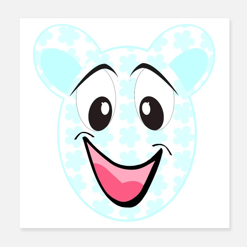 Lächelnder Bär mit Blumenmuster Poster 20x20 cm