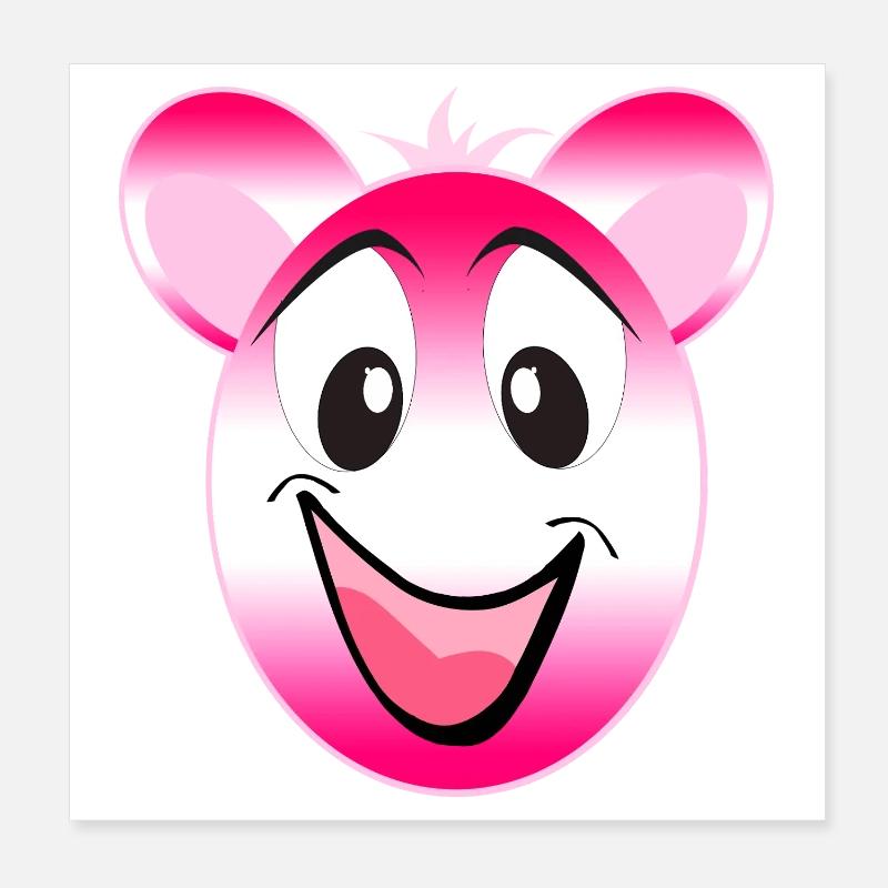 Pink Panda Smile Poster 8" x 8" (20x20 cm)
