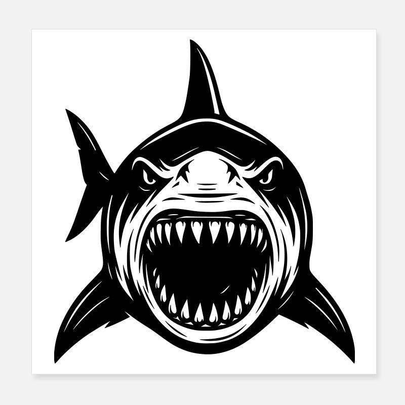 Weißer Hai Shark Attack Angriff  Poster 20x20 cm
