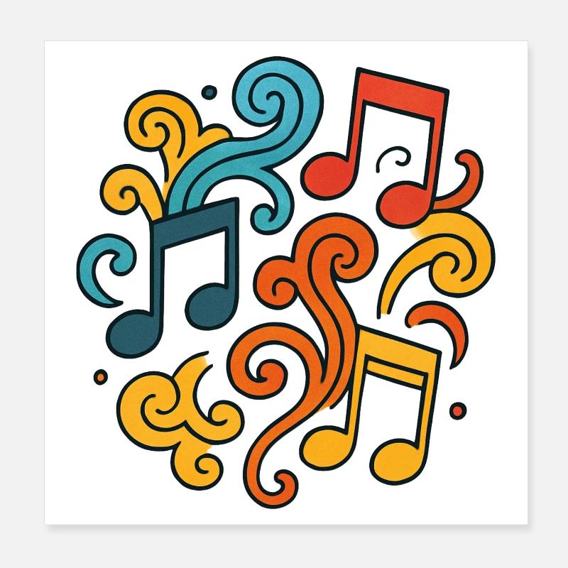 Notes de musique colorées Poster 20 x 20 cm