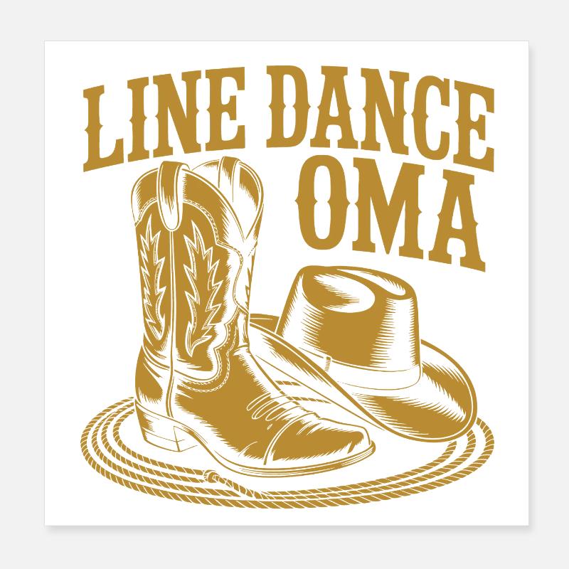 Line Dance Oma Boots Hat Poster 20x20 cm