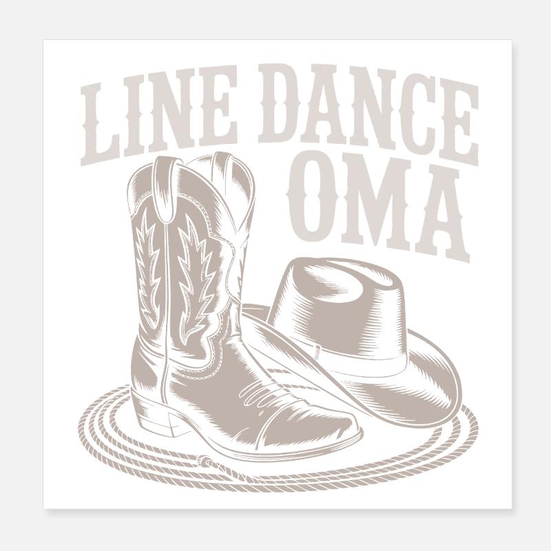 LineDance Oma Boots Poster 20x20 cm