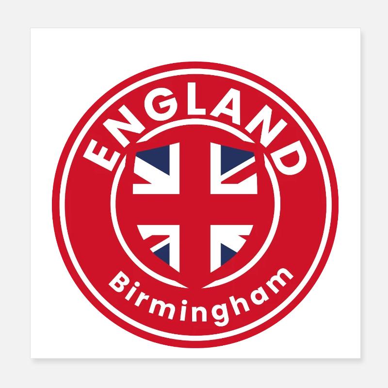Birmingham England Emblem-Runde Poster 20x20 cm