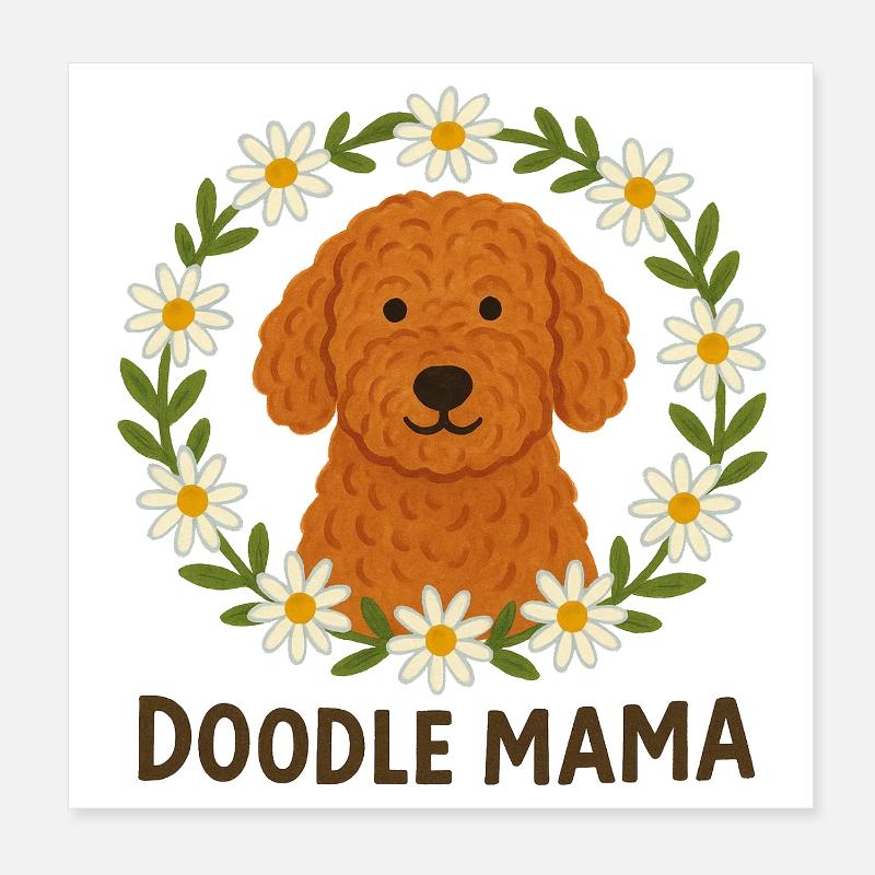 Doodle Dog Daisy Frame Poster 8" x 8" (20x20 cm)