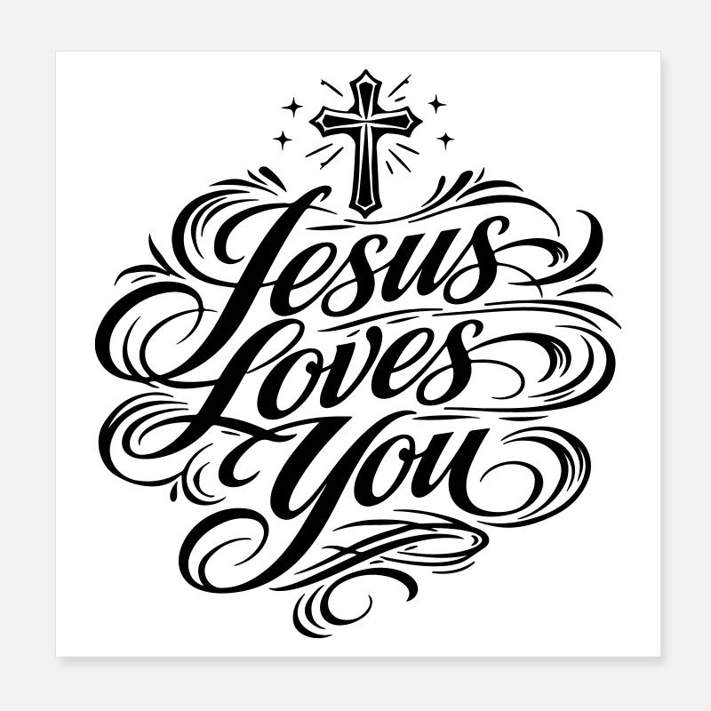 Proverbe de Jésus t’aime Poster 20 x 20 cm