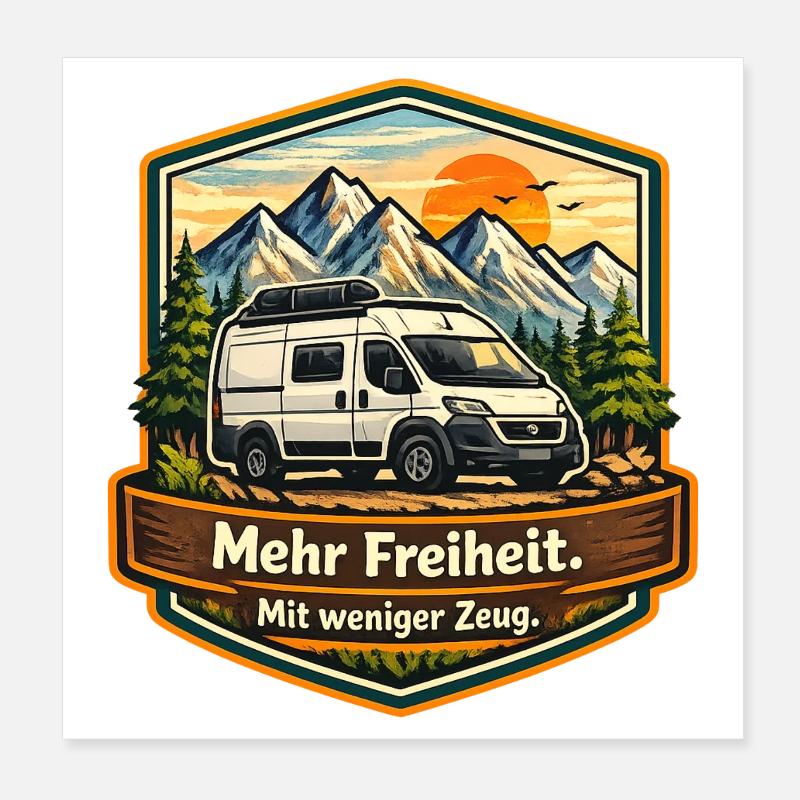 Camping—Plus de liberté—avec moins de choses—camper Poster 20 x 20 cm