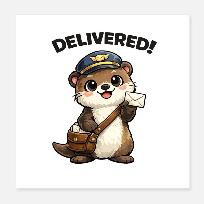 Otter Postman Delivers Poster 8" x 8" (20x20 cm)