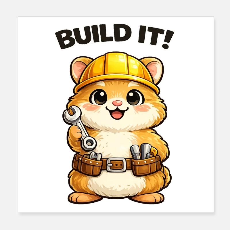 Construction trolley: construction helmet and tools Poster 8" x 8" (20x20 cm)
