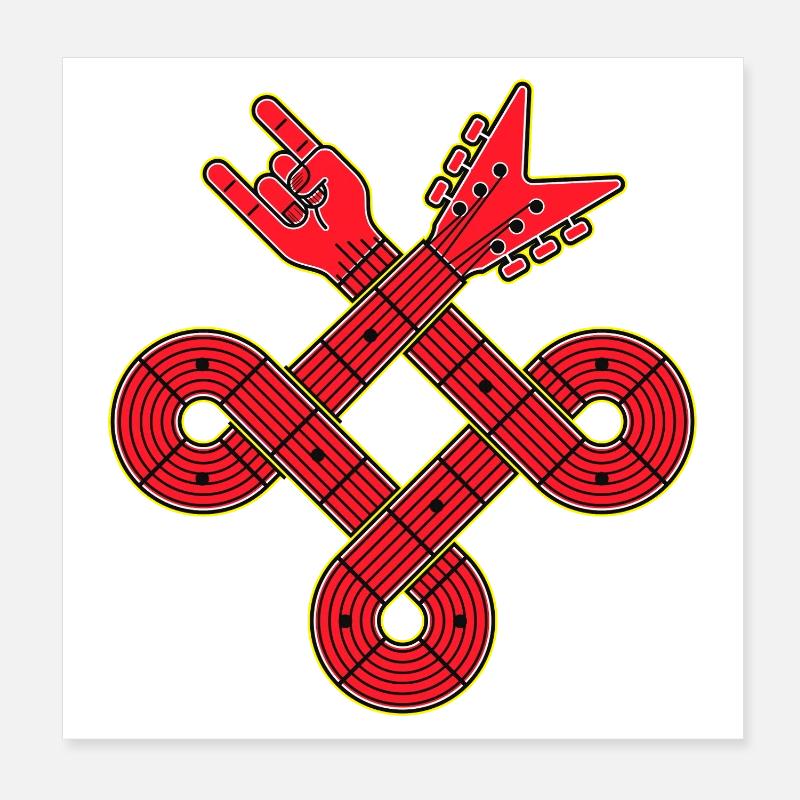 Nœud de guitare entrelacé Poster 20 x 20 cm