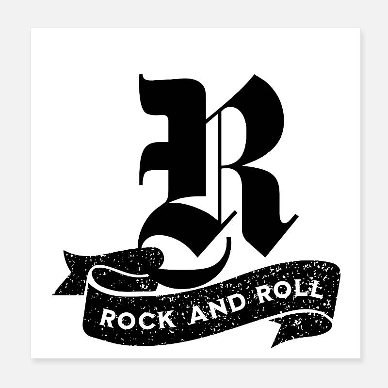 Texte incliné rock and roll Poster 20 x 20 cm