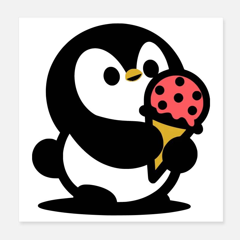 Petit manchot avec de la glace Poster 20 x 20 cm