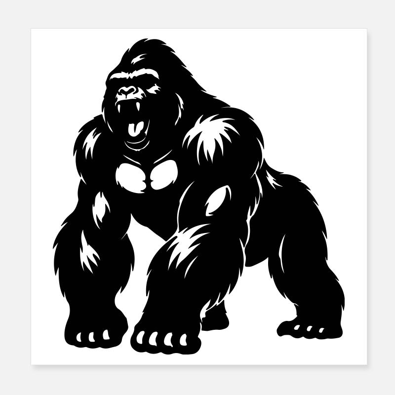 Gorilla Silverback Silhouette Poster 8" x 8" (20x20 cm)