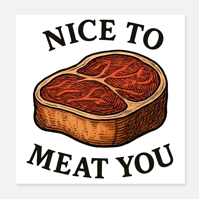 Sympa de te dévorer – Steak Saying Poster 20 x 20 cm