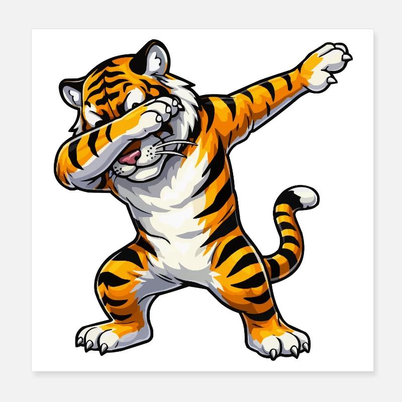 Dessin animé Dab Tiger Poster 20 x 20 cm