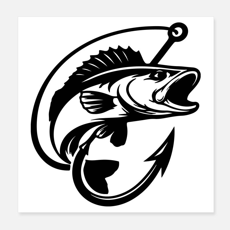 Pike Fishing Logo Poster 8" x 8" (20x20 cm)