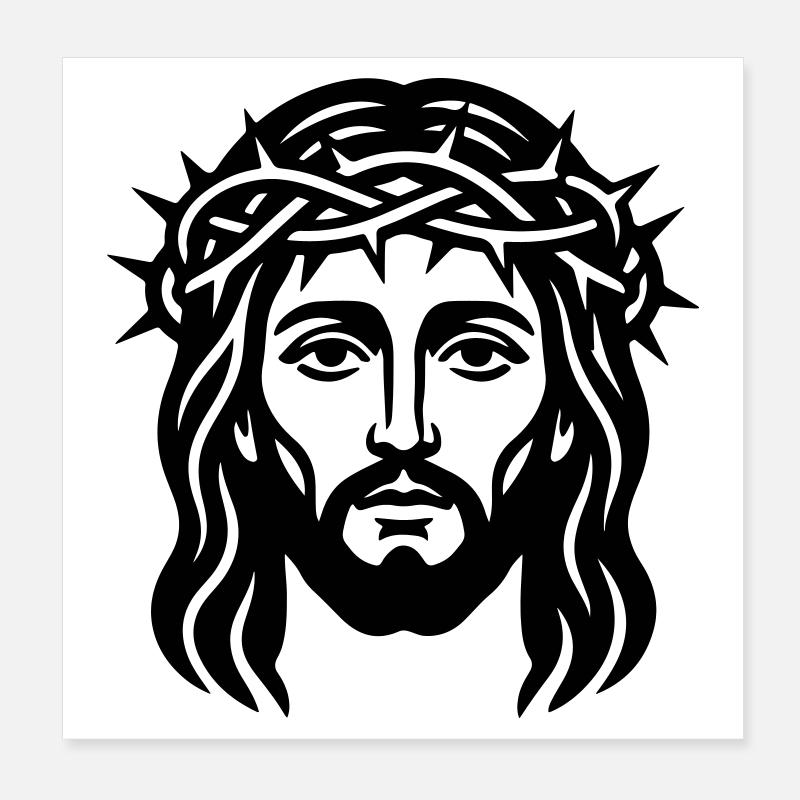 Jesus Christ Head Poster 8" x 8" (20x20 cm)
