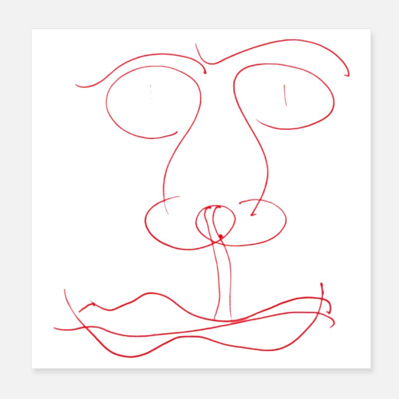 Red line face Poster 8" x 8" (20x20 cm)