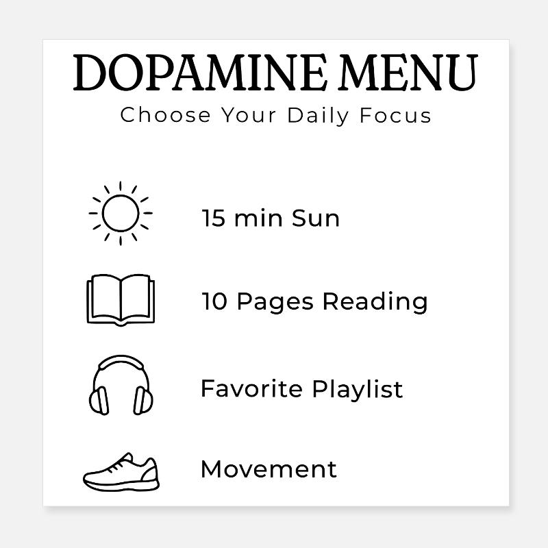 Dopamine Menu Backprint – Aesthetic Self Care Poster 8" x 8" (20x20 cm)