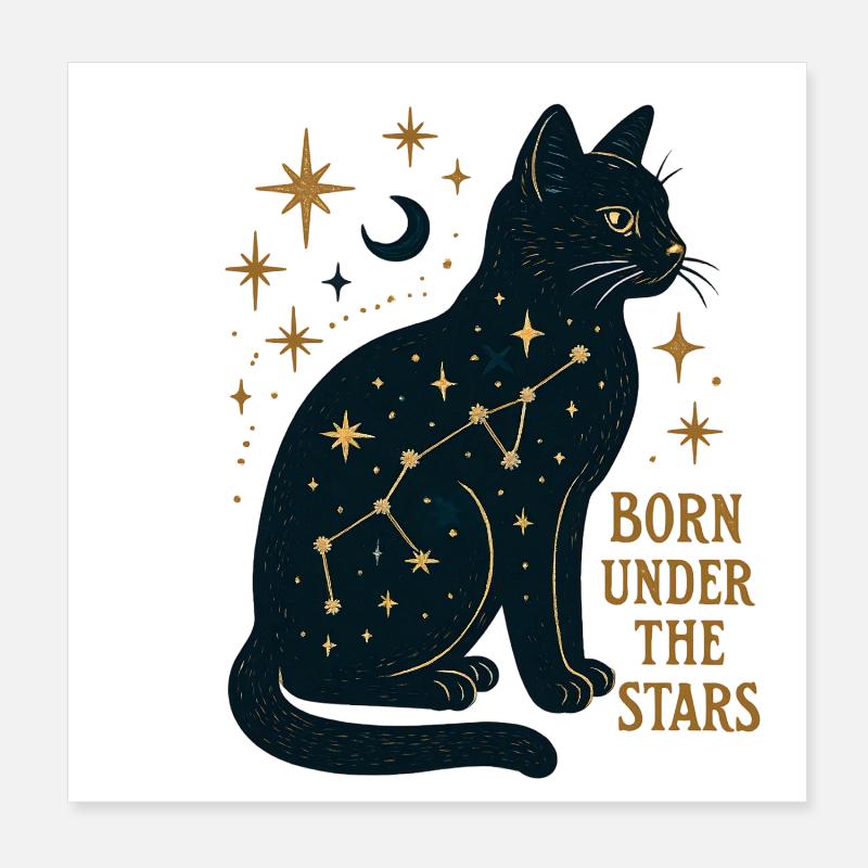 Star Cat Constellation Poster 8" x 8" (20x20 cm)