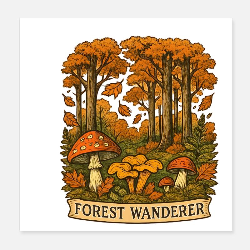 Waldwanderer Herbstpfad Poster 20x20 cm