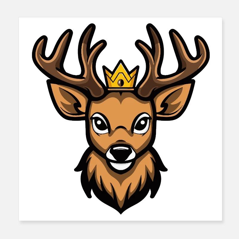 Deer Head Crown Poster 8" x 8" (20x20 cm)