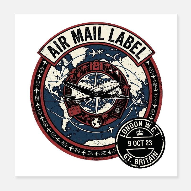 Air Mail England Poster 20x20 cm