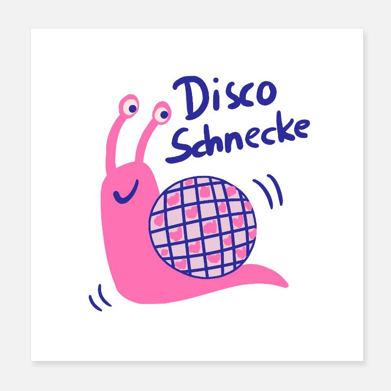 Disco Schnecke mit Glitzerball Poster 20x20 cm