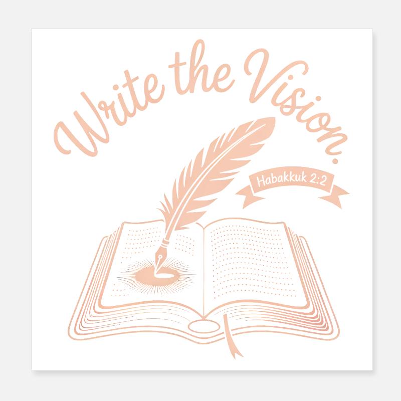 Write the Vision: Book & Feather Poster 8" x 8" (20x20 cm)