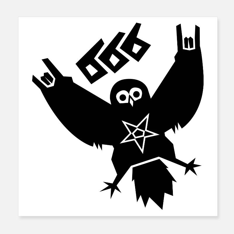 Black Metal Eule Poster 20x20 cm
