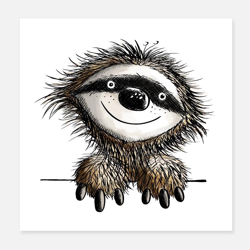Smart Sloth - Sloths - Comic - Fun Poster 8" x 8" (20x20 cm)