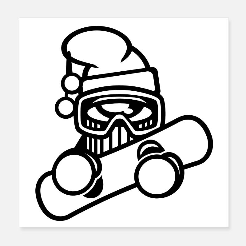 surfeur, neige, hiver Poster 20 x 20 cm