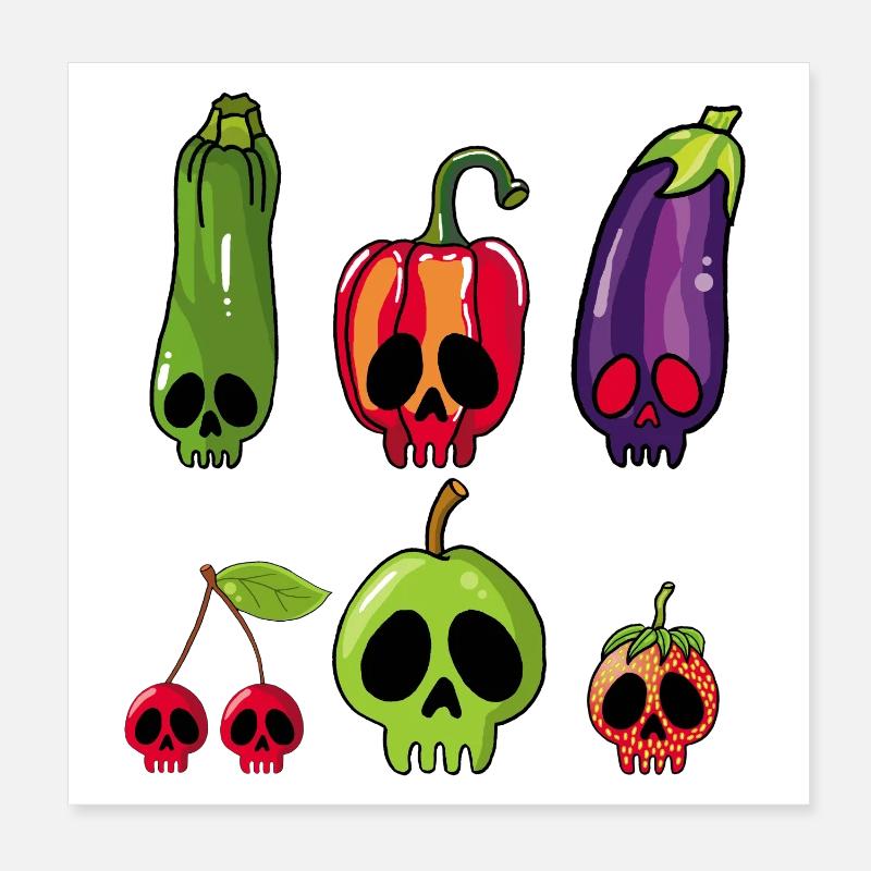 Vegetarische Todesköpfe Poster 20x20 cm