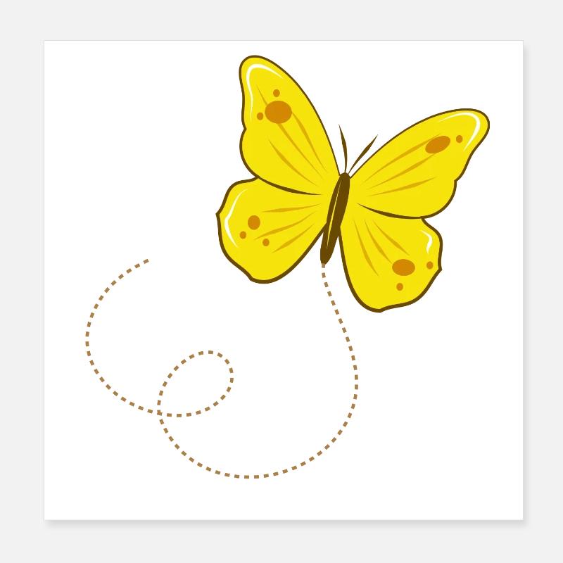 Papillon papillon citron dansant dans les airs Poster 20 x 20 cm