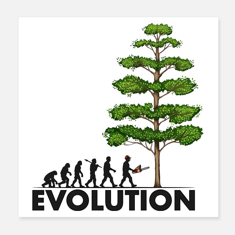Tronçonneuse Evolution Grey Big Tree Poster 20 x 20 cm