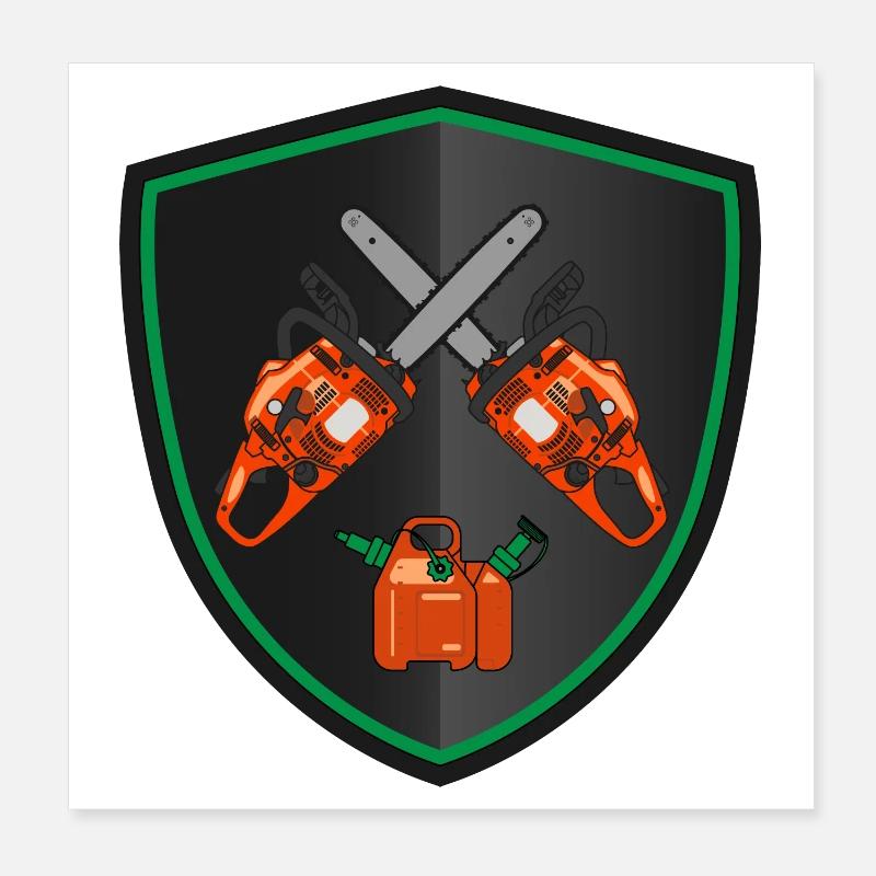 Armoiries de la tronçonneuse - Boîte combi de carburant Poster 20 x 20 cm