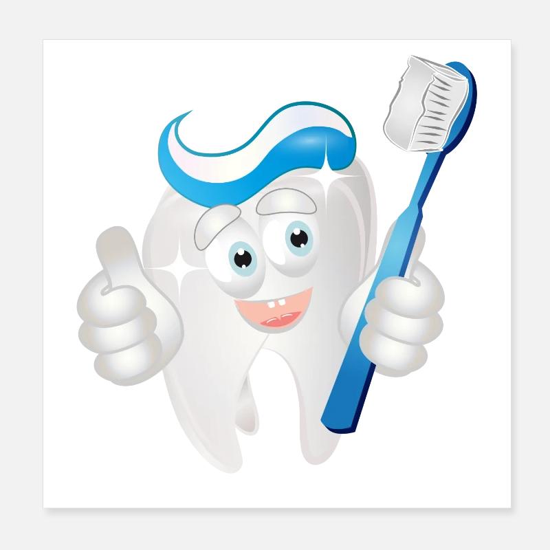 radiant white tooth with toothpaste as a comic Poster 8" x 8" (20x20 cm)