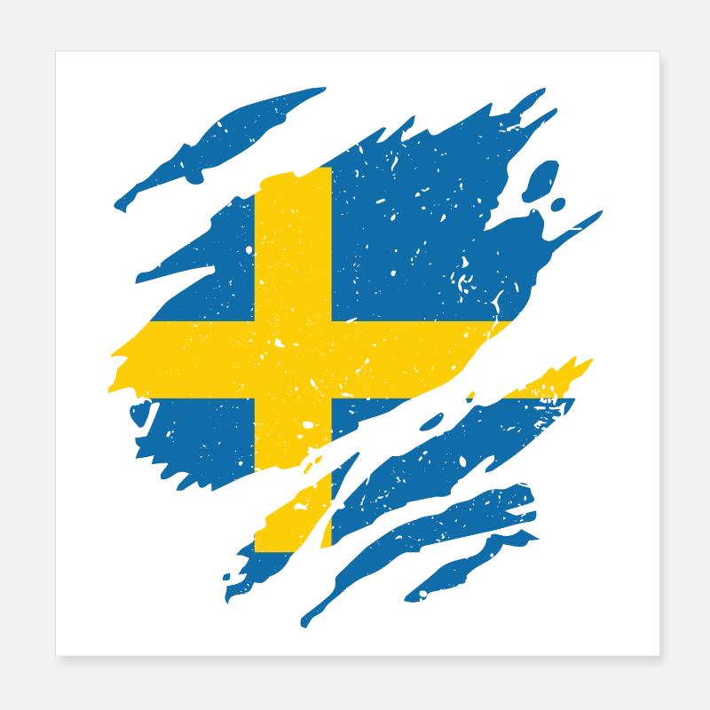 Éventail drapeau Suède Éventail Sverige Poster 20 x 20 cm
