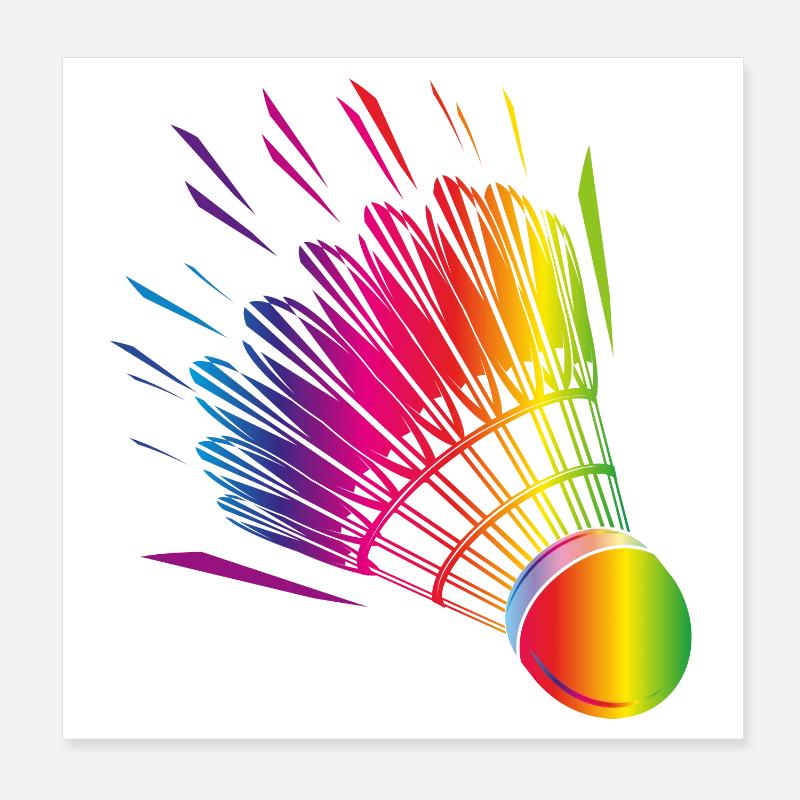 colorful badminton badminton drawing Poster 8" x 8" (20x20 cm)
